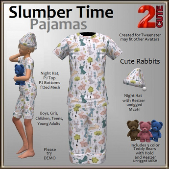 Second Life Marketplace - Slumber Time Pajamas [2cute] Cute Rabbits
